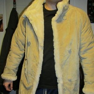 GALLERY BEIGE SUEDE LEATHER COAT JACKET SIZE LARGE